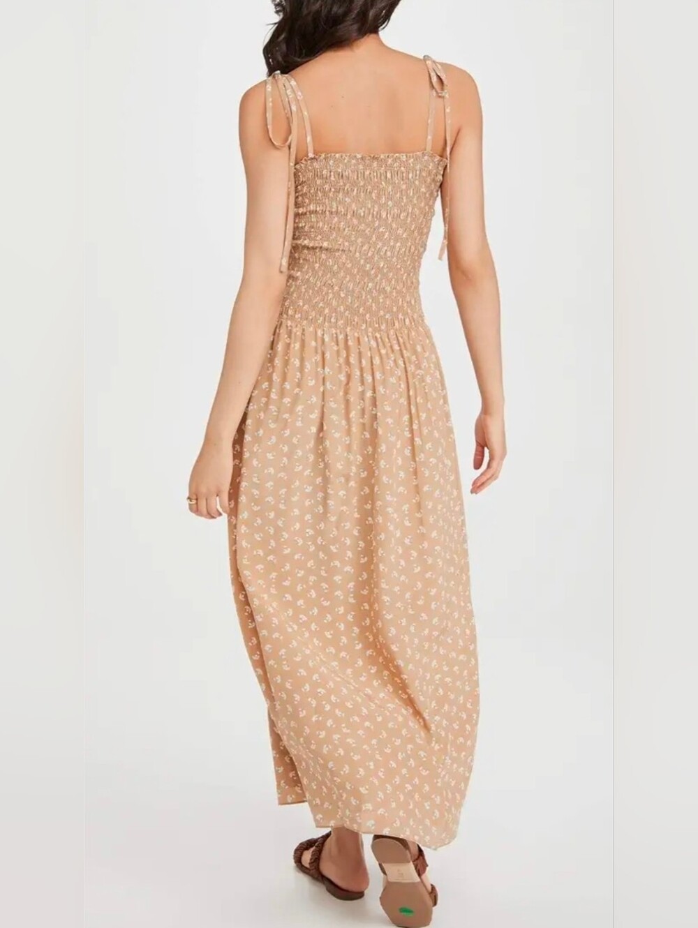 REBECCA TAYLOR Tan Silk Emmy Sleeveless Floral Maxi Dress - Picture 4 of 11